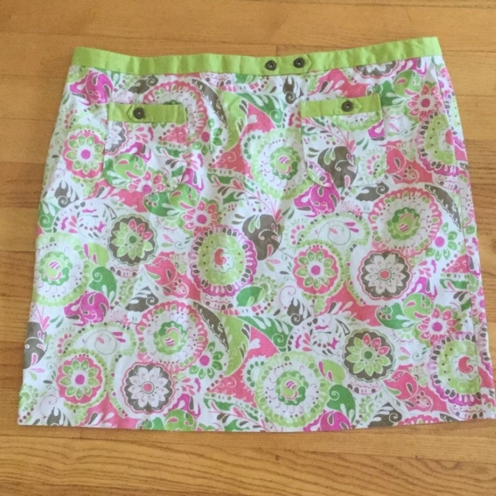 SIGRID OLSEN Pink and Green Printed skirt sz 16